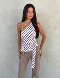 LYLE ONE SHOULDER TOP PINK STRIPE