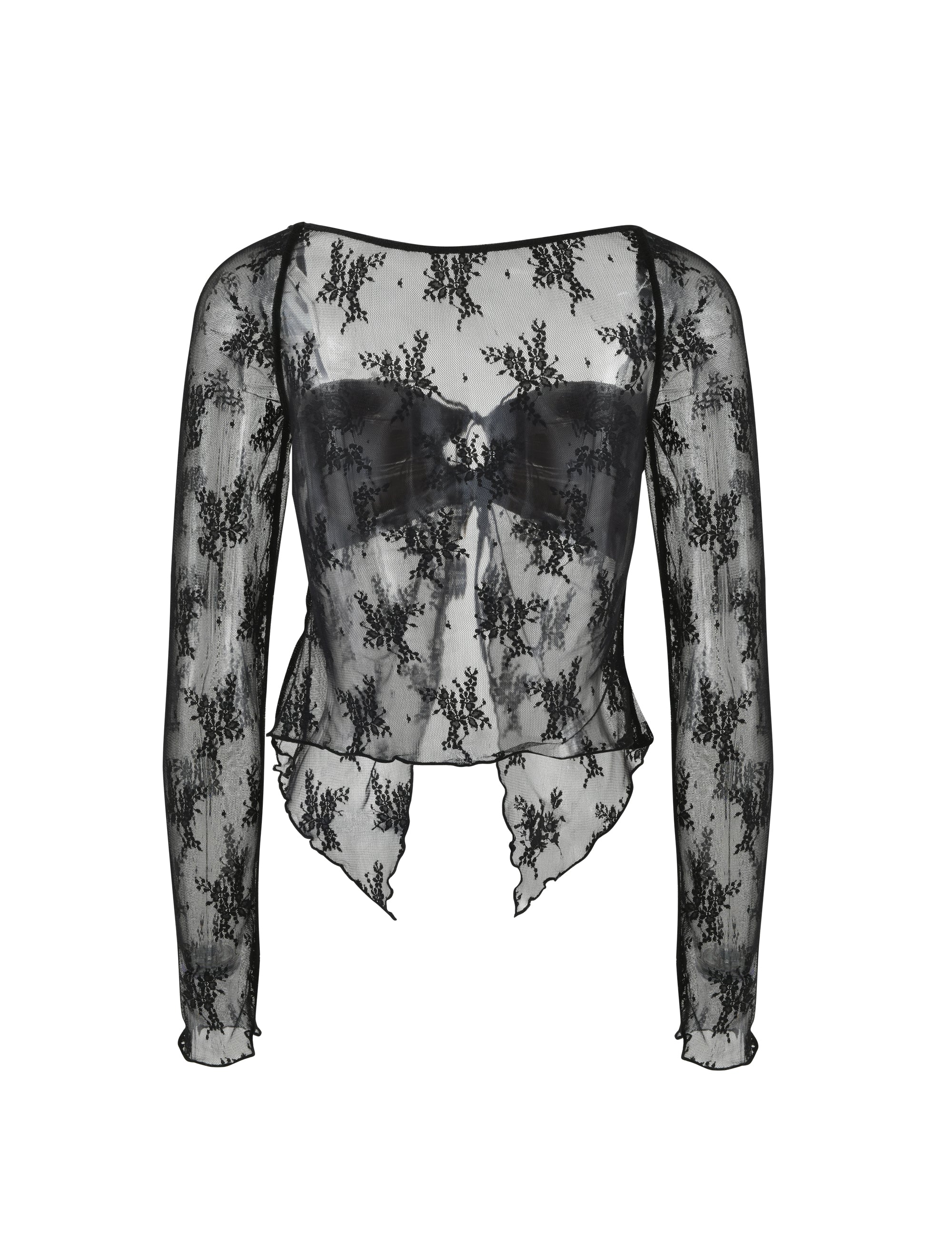 KAROLINA LONG SLEEVE TOP BLACK LACE