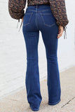 My Favorite Dark Wash Button Up Flare Jeans