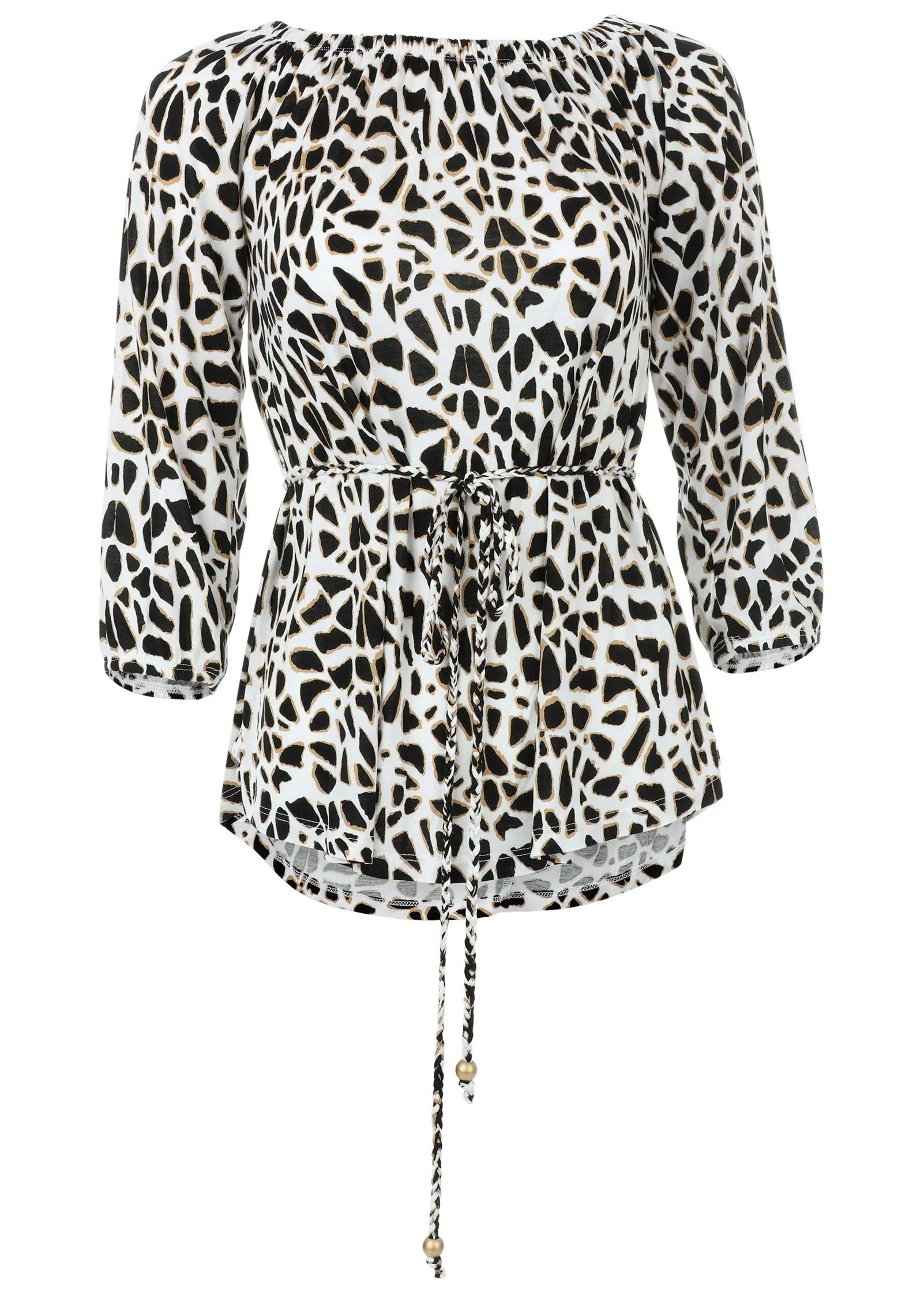 Tie Waist Blouse Black White