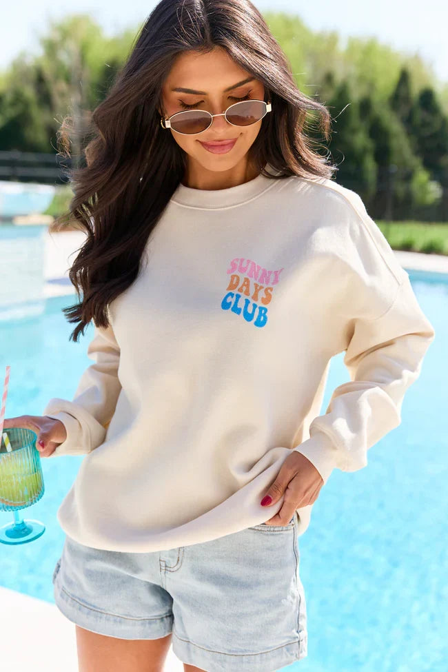 Sunny Days Club Cream Graphic Sweatshirt
