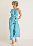 One Shoulder Jumpsuit Blue