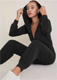 Casual Hooded Jumpsuit Jet Black