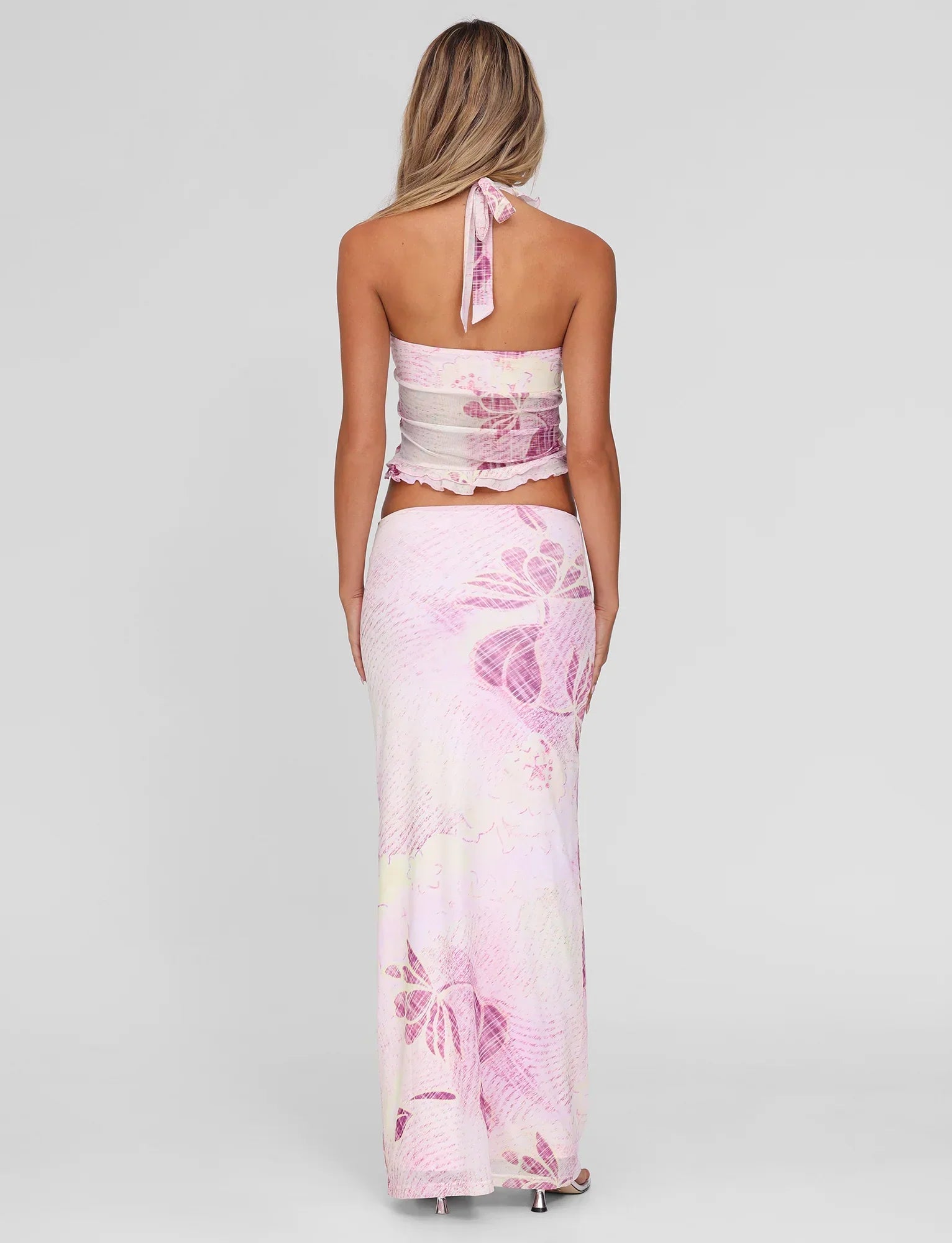 DALILA MIDI SKIRT GRUNGE FLORAL MAGENTA