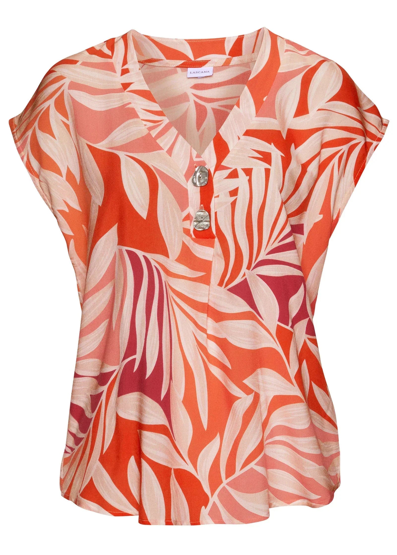Printed Short Sleeve Top Red Multi