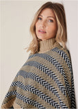 Sweater Poncho Tan Combo