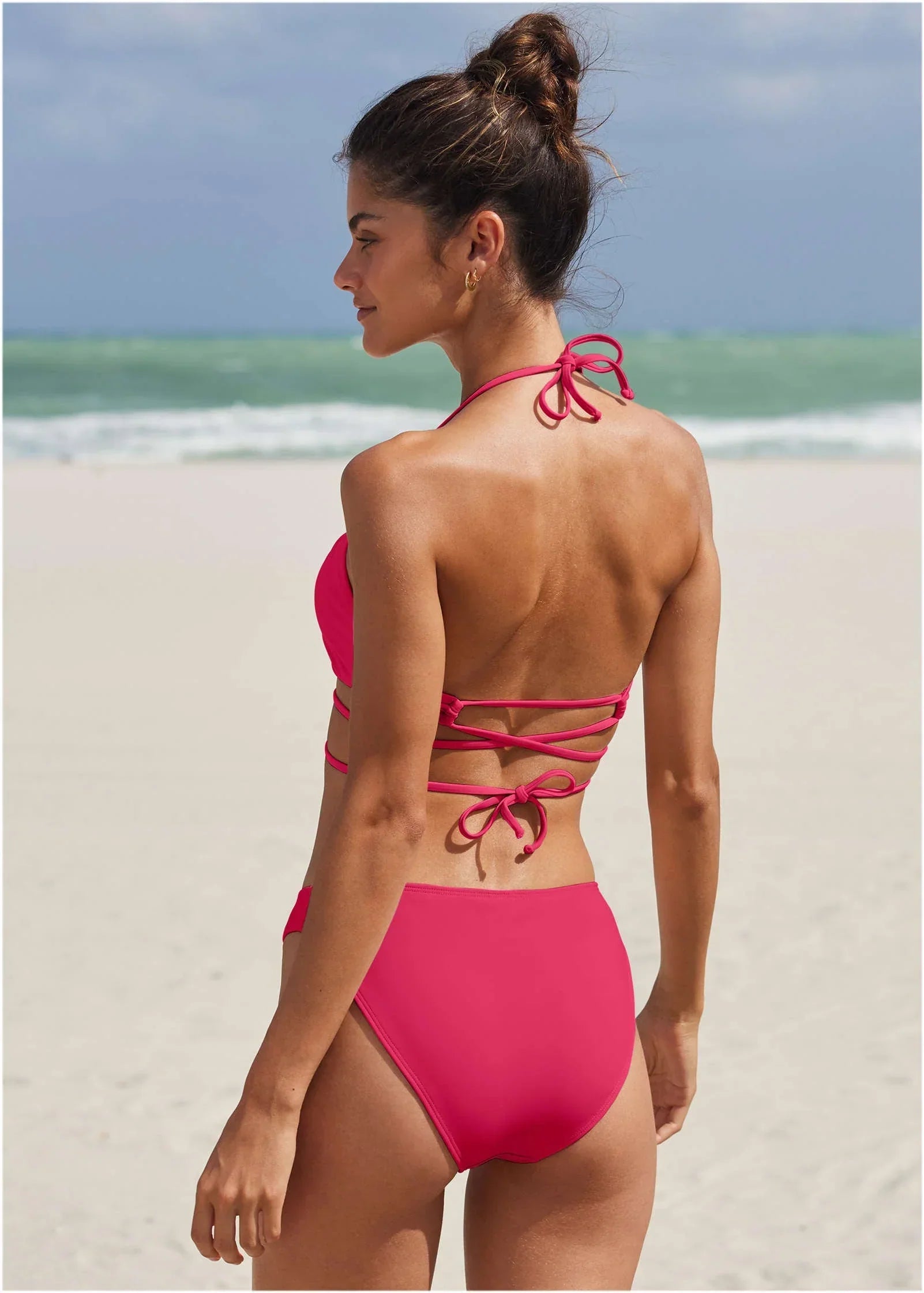 Honolulu Midi Bikini Bottom Raspberry