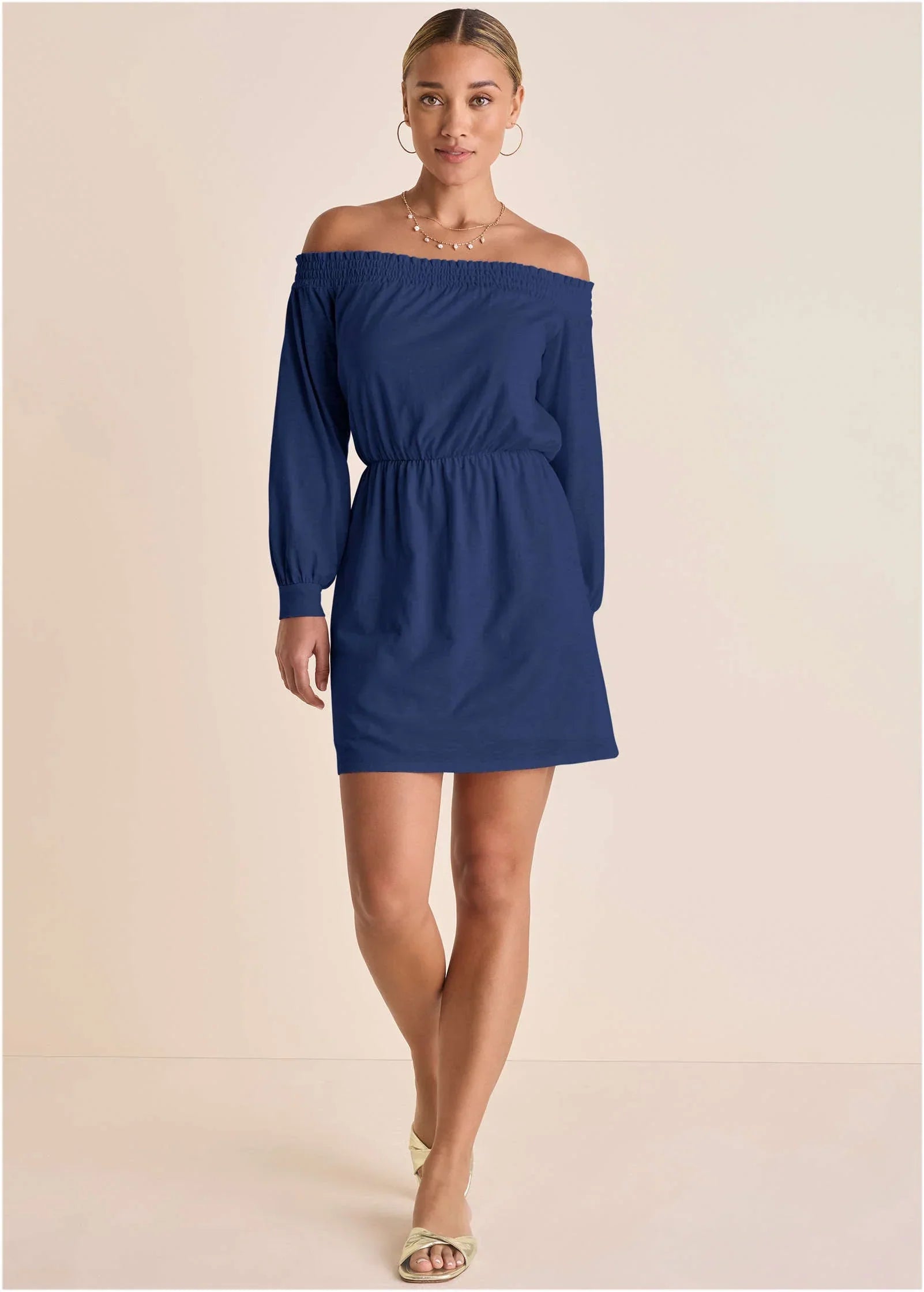 Off The Shoulder Mini Dark Blue