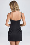 Draped A Line Mini Dress in Black