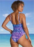 Riviera Ruched Swimsuit Blurred Leopard Stripe