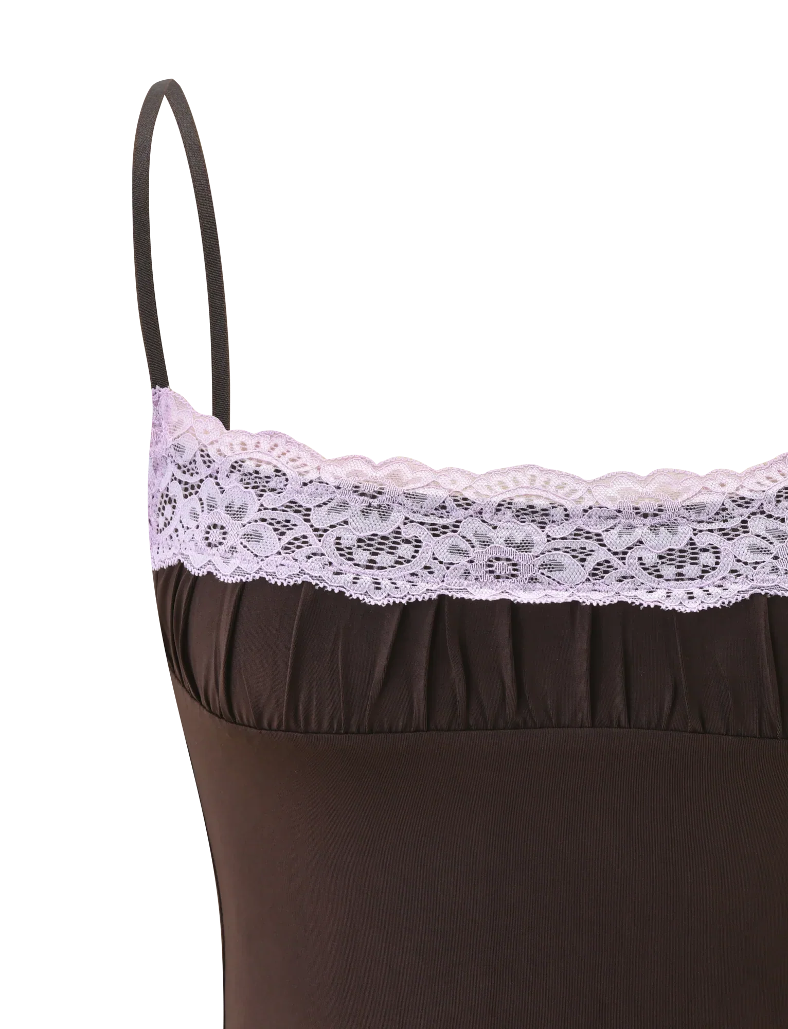 PARISA LACE RUCHED CAMI BROWN AND LILAC