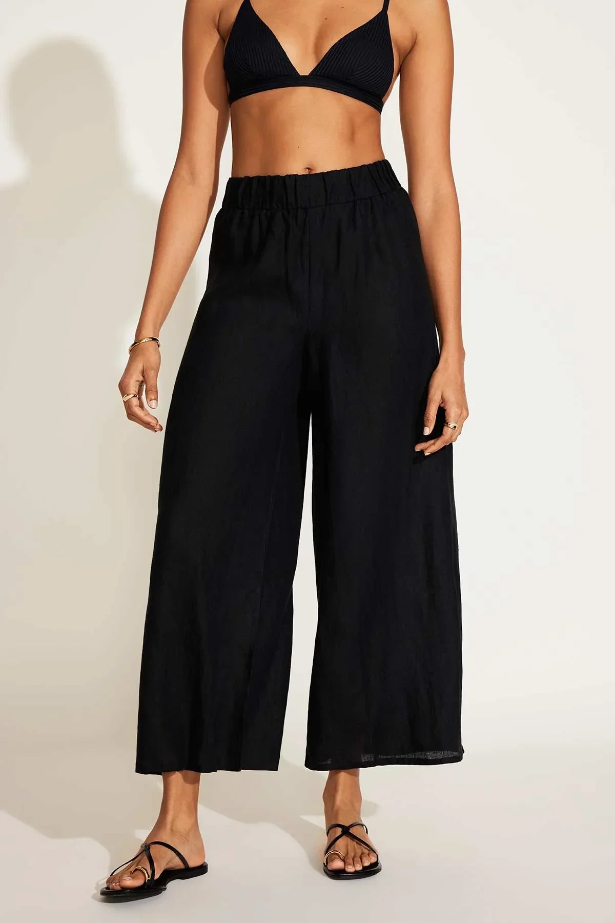 Tallows Linen Wide Leg Pant Black EcoLinen
