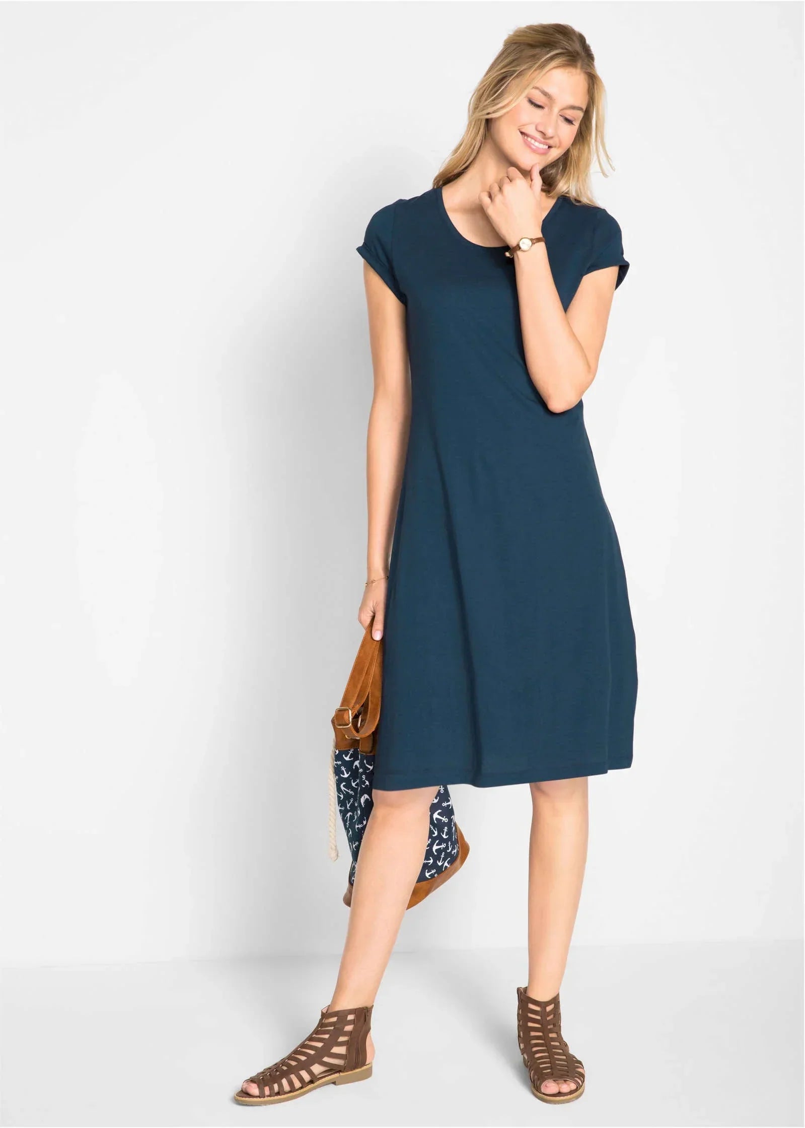 Flared Jersey Mini Dark Blue