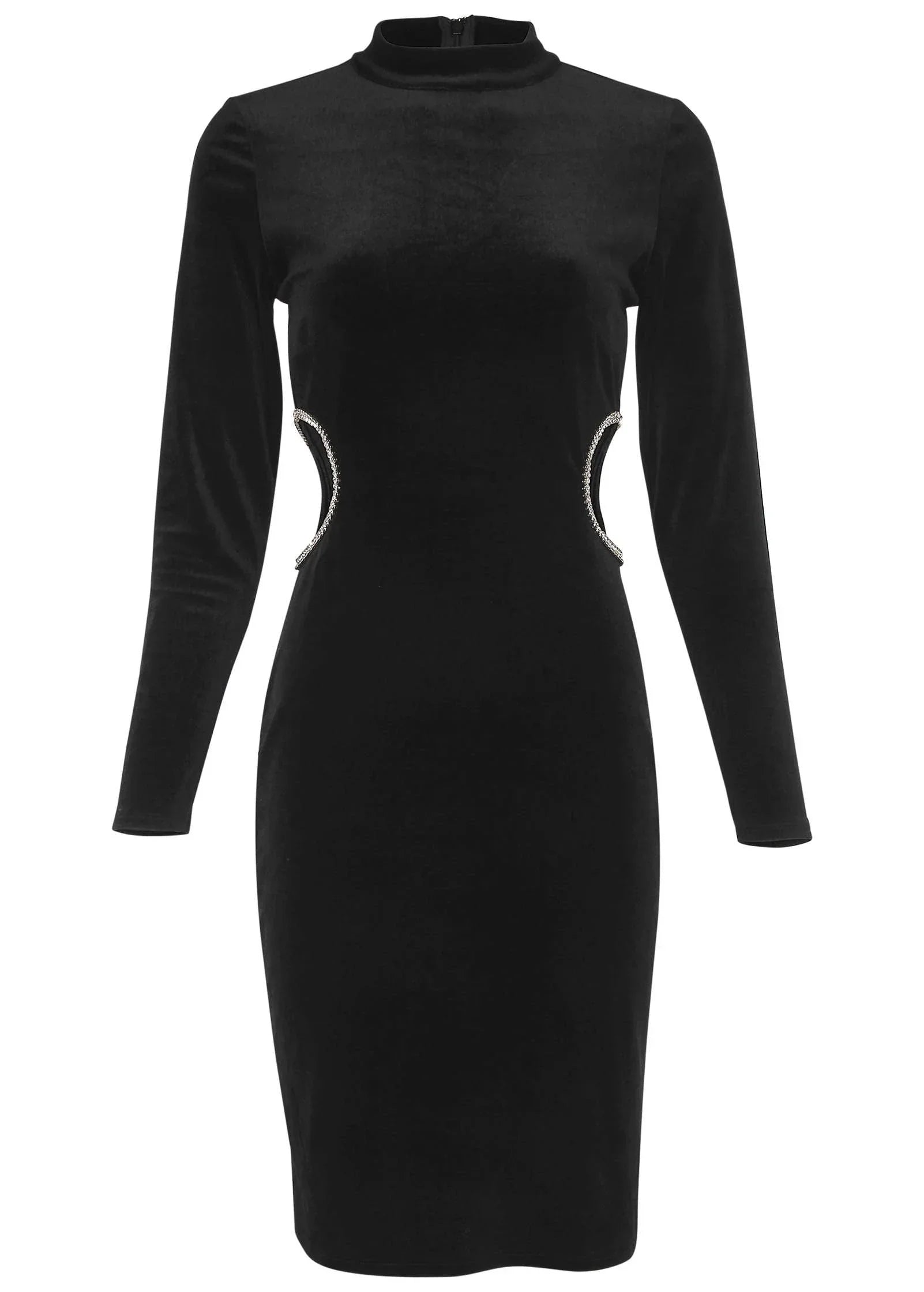 Velvet Cut Out Dress Jet Black