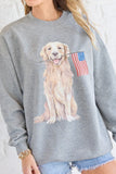 Patriotic Pup Light Grey Graphic Sweatshirt