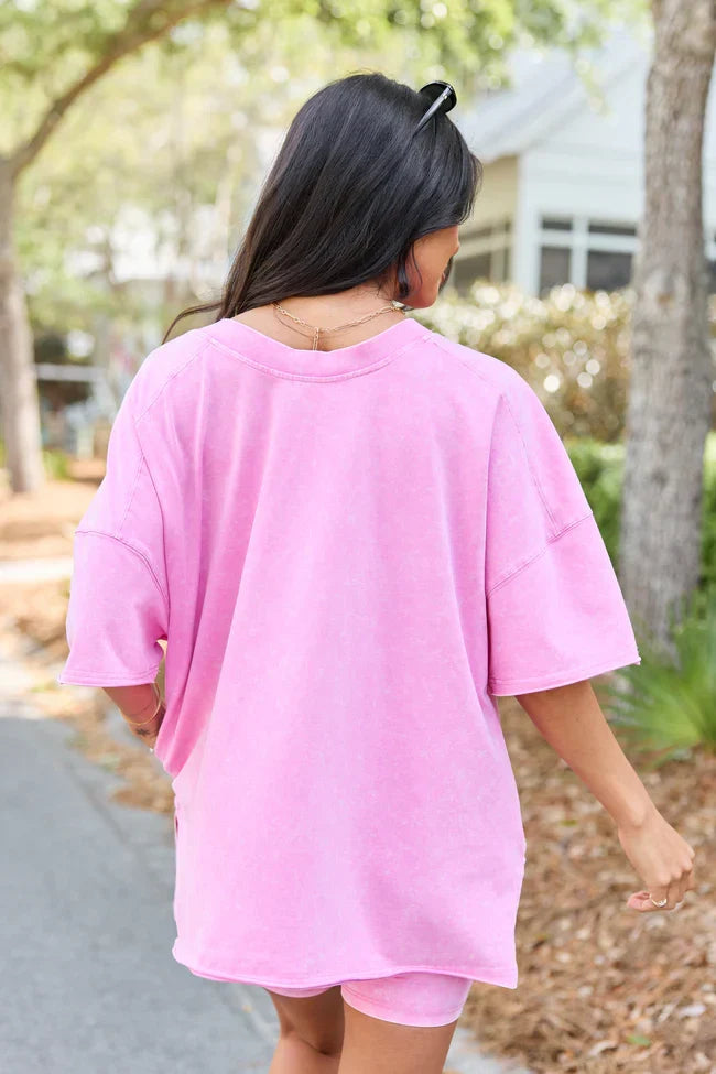 Britton Pink Oversized Tee