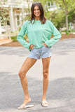 Nylah Green Striped Long Sleeve Crewneck Top