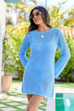 Susannah Blue Crochet Swim Cover Up Dress