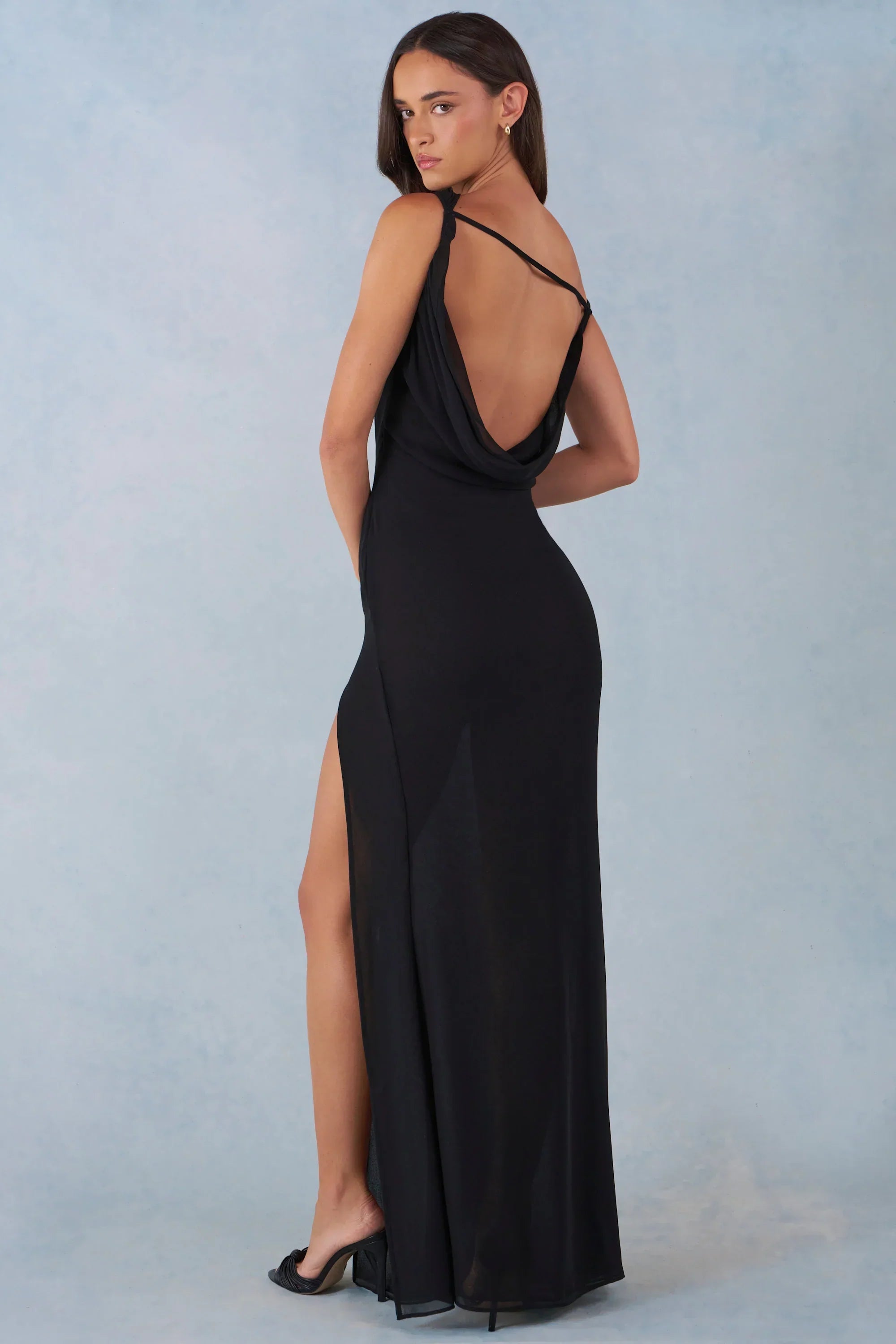 One Shoulder Maxi Dress in Black