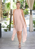 Chiffon Overlay Bandage Dress Blush