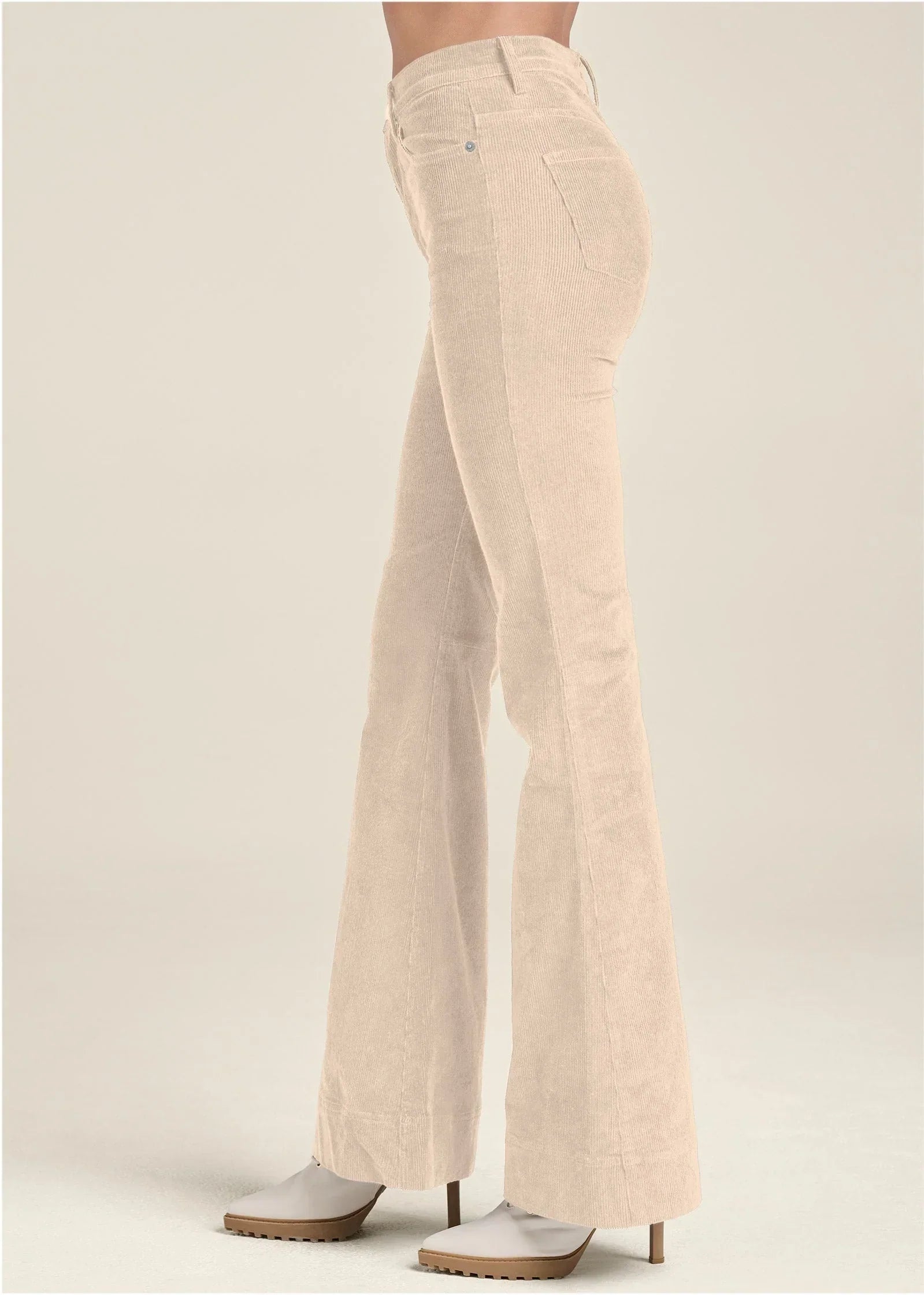 Corduroy Flared Pants Cream