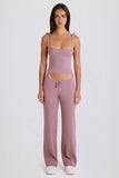 Ribbed Knit Wide Leg Joggers in Mauve