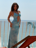 GARNET MAXI DRESS TEAL BUTTERFLY PAISLEY