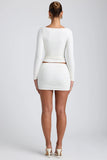 Modal Ruched Mid Rise Mini Skirt in White
