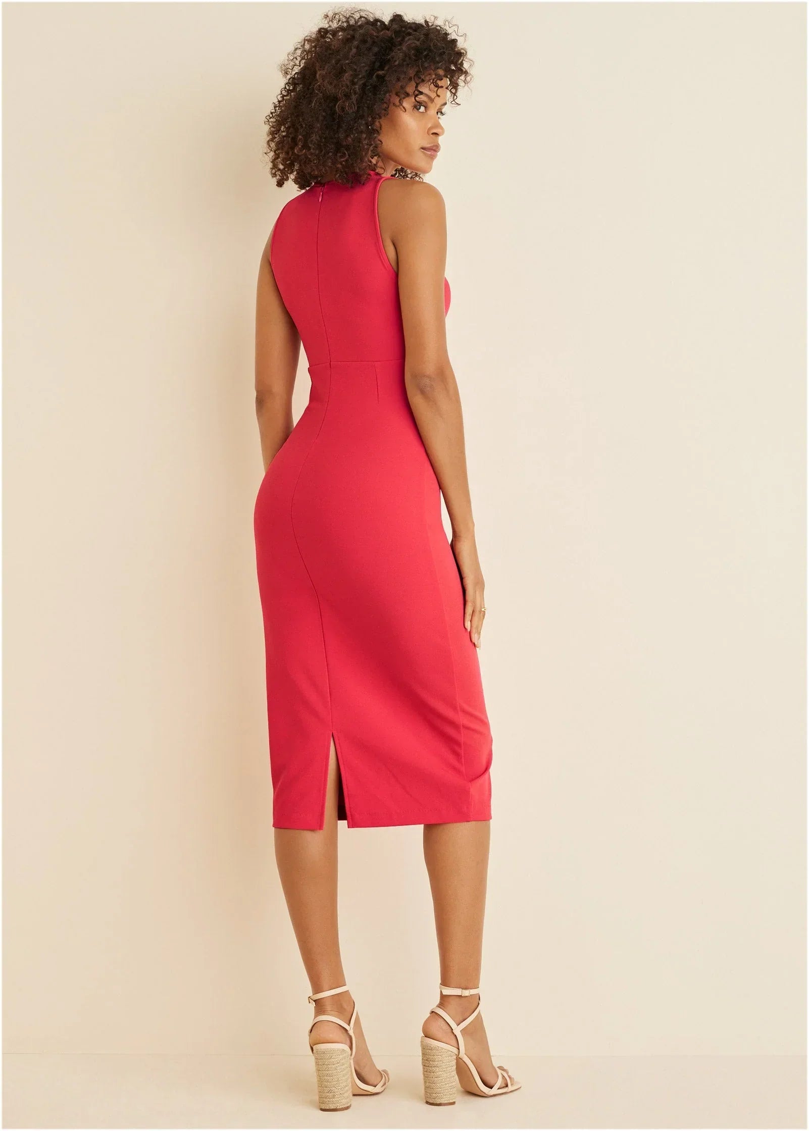 Twist Front Midi Dress Red