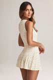 Modal Button Detail A Line Mini Dress in Floral Print