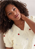 Pom Pom Sweater White Multi