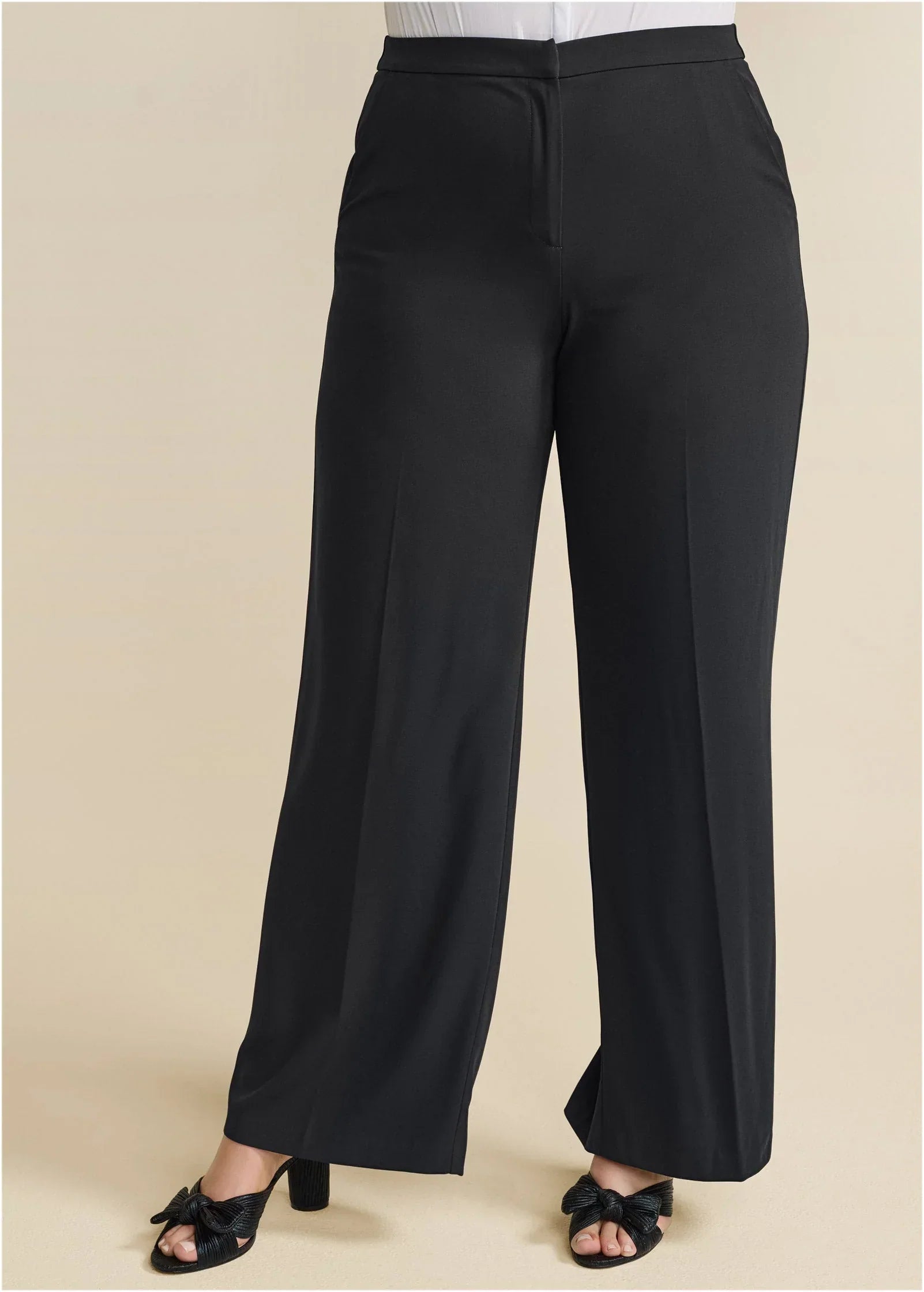 High Rise Wide Leg Trousers Jet Black