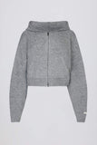 Soft Knit Zip Up Cropped Hoodie in Grey