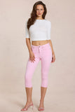 Mid Rise Capri Jeans in Blossom Pink