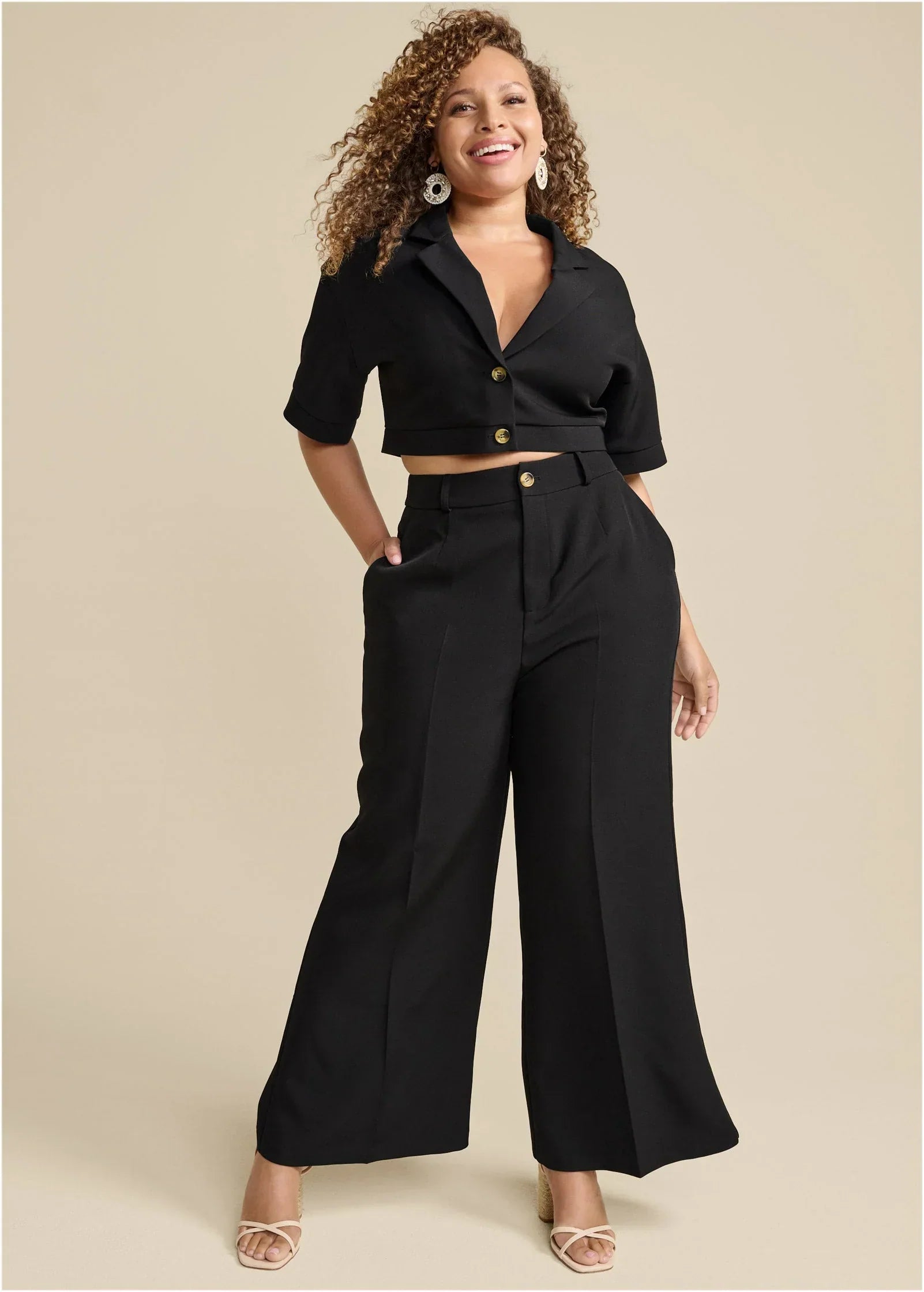 Flare Leg Suiting Set Black
