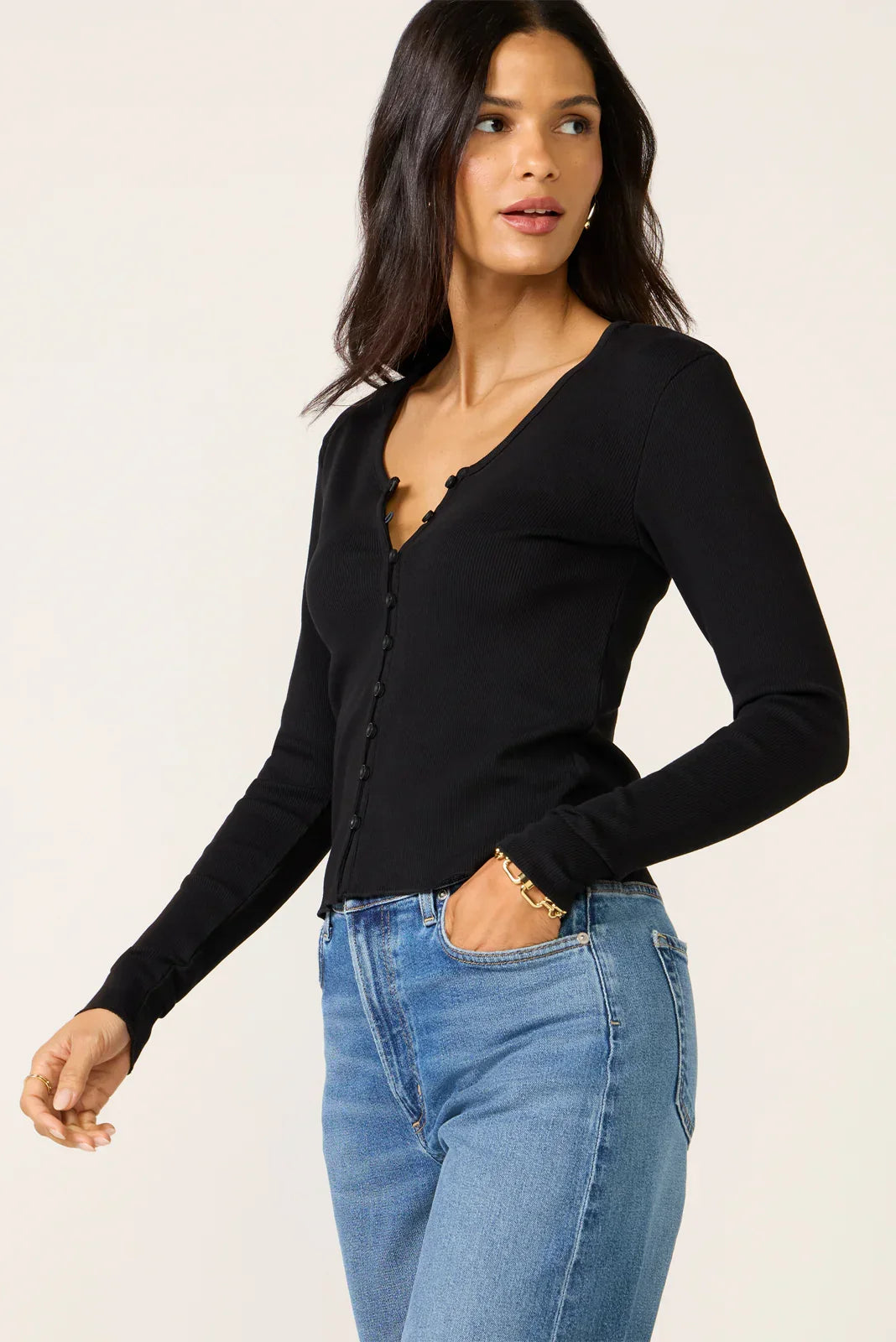 Ribbed Button Up Top