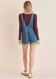 V Back Denim Overalls Medium Wash