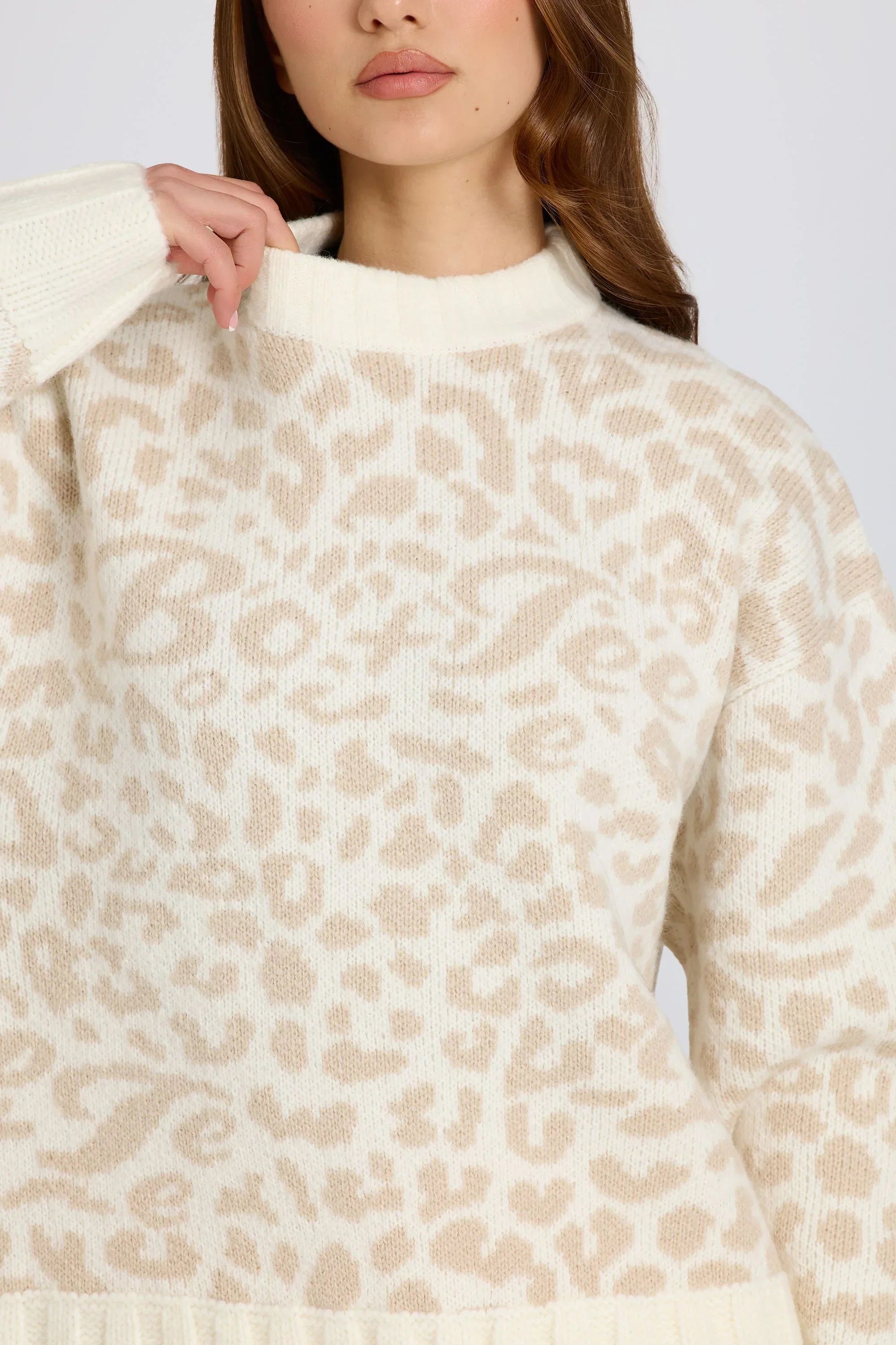 Jacquard Knit Oversized Jumper in Ice