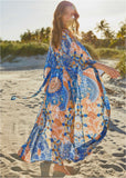 Sheer Caftan Cover Up Blue Multi