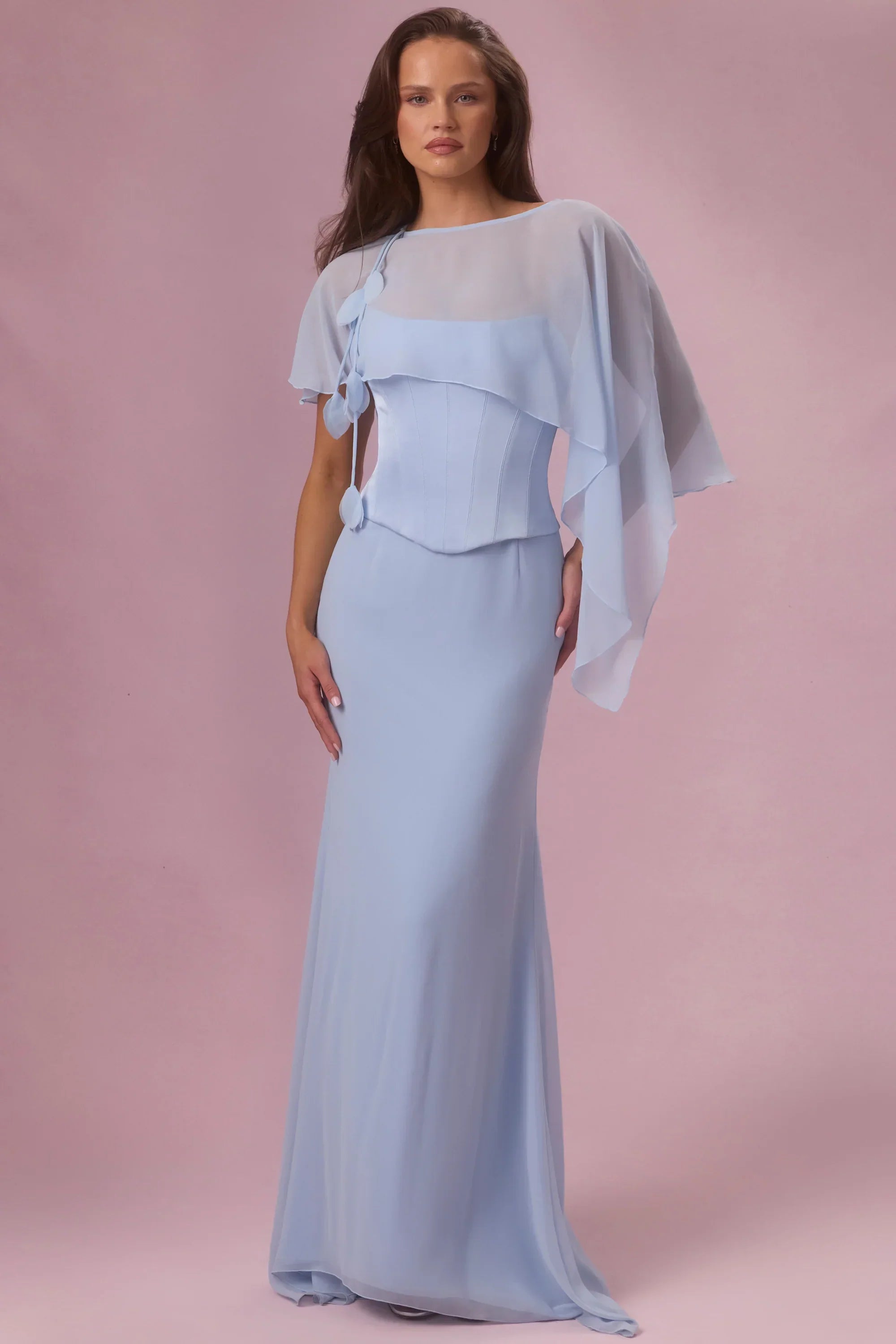 Chiffon Cape in Sky Blue