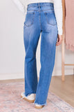 Ariel Medium Wash Distressed Wide Leg Jeans
