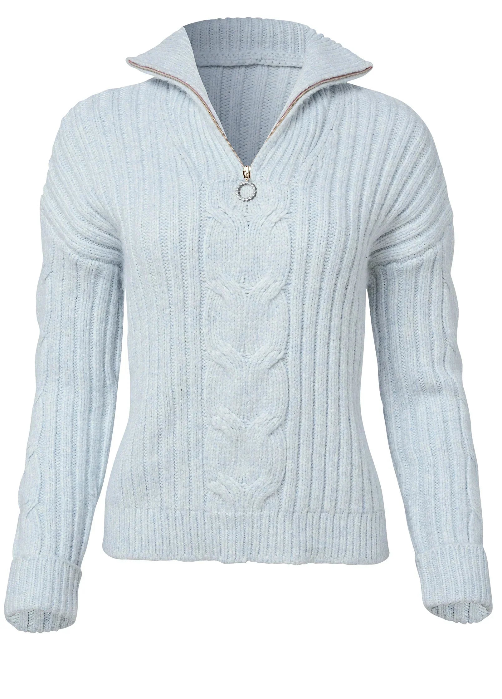 Quarter Zip Sweater Heathered Blue