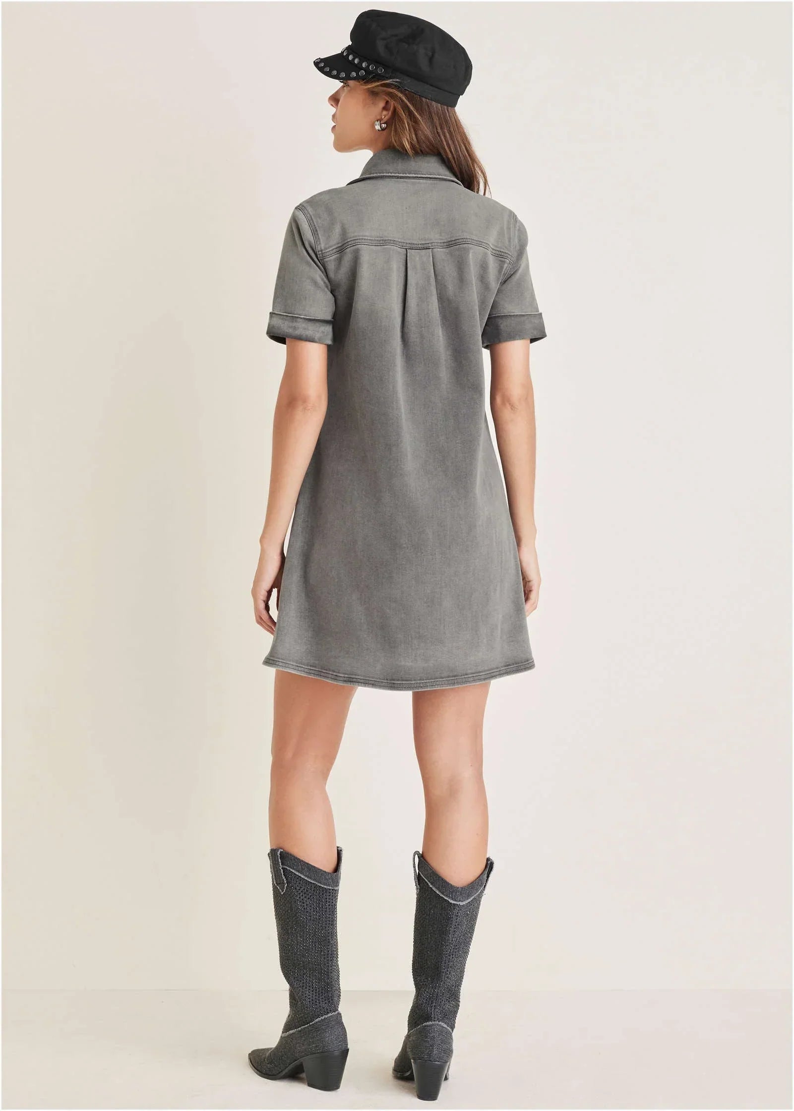 Denim Mini Dress Grey Wash