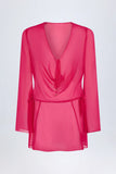 Cowl Neck Mini Dress in Fuchsia Pink
