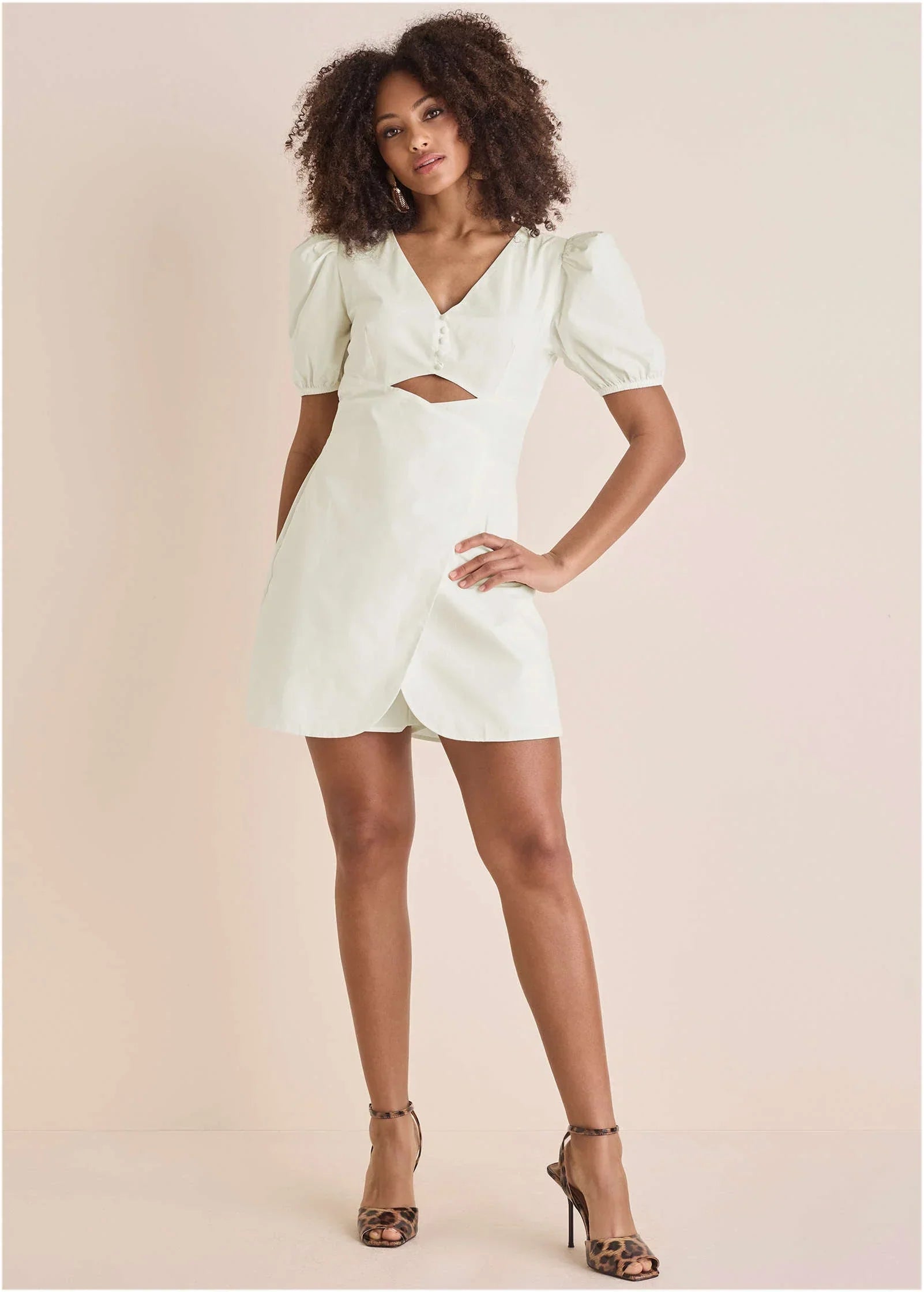 Puff Sleeve Poplin Romper Cloud Dancer