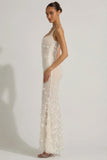 Embellished Appliqué Soft Scoop Corset Gown in White