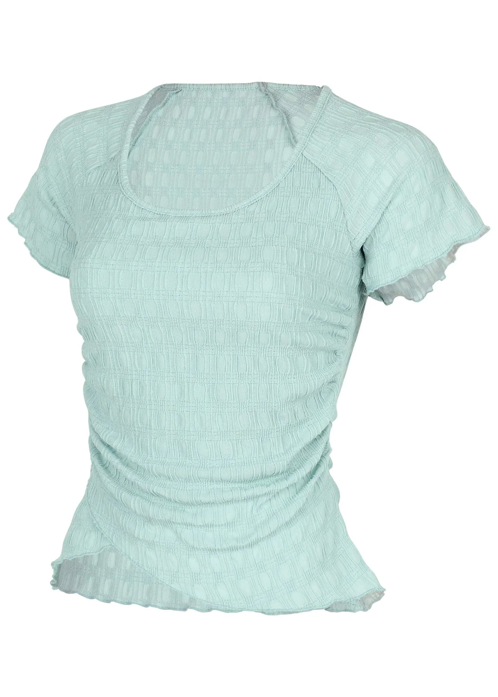 Bubbly Knit Wrap Top Dusty Mint