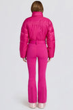 Waterproof Padded Belted Ski Suit in Magenta Pink