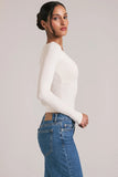 V Neck Long Sleeve Top in Vanilla