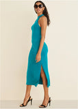 High Neck Midi Dress Teal